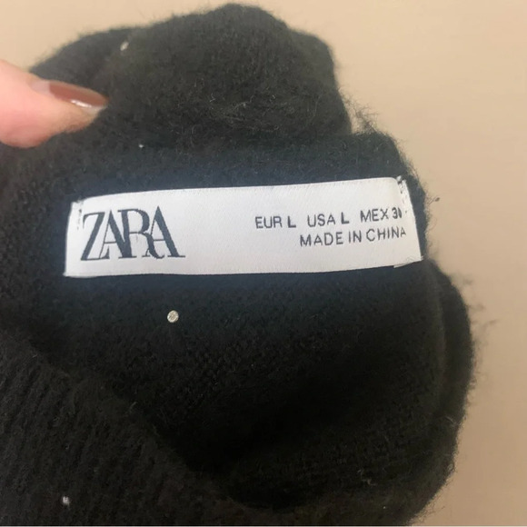 Zara Pearl Trim Knit Sweater Mini Dress Size Large Blogger's Fav - Picture 12 of 13